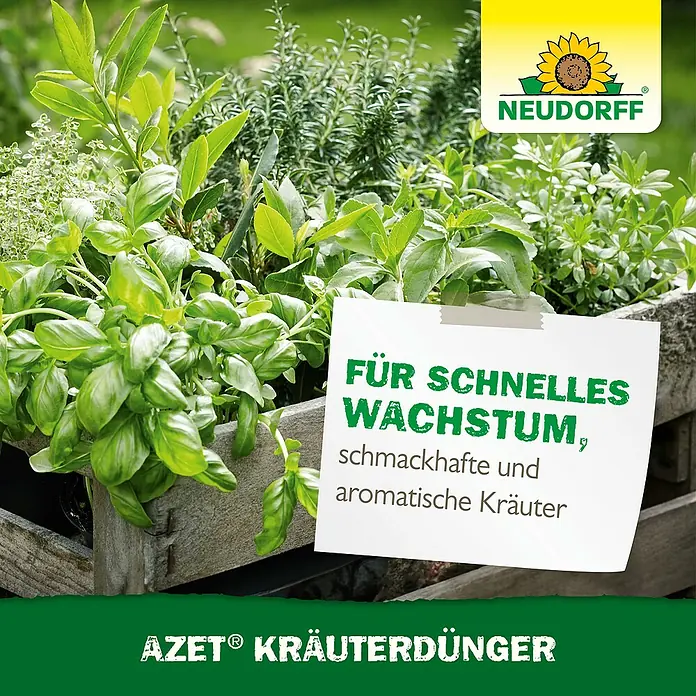 Neudorff Azet Kräuterdünger - 250 ml - Kräutergarten mit Neudorff Azet Kräuterdünger für schnelles Wachstum und aromatische Kräuter.