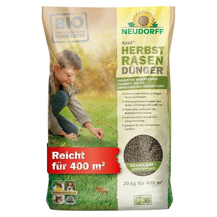 Neudorff Azet Herbstrasendünger (20 kg, Inhalt ausreichend für ca.: 400 m²)