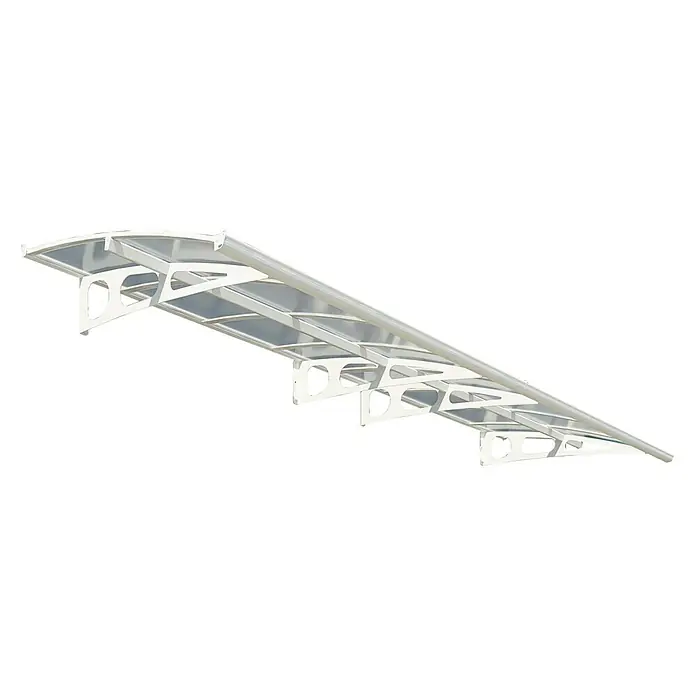 Palram – Canopia Pultvordach Bordeaux - 447 x 139 x 33 cm, Weiß, Acrylglas - Weißes Vordach aus Polycarbonat mit stilvollem Design für Hauseingänge und Außenbereiche. Langlebig und wetterfest.