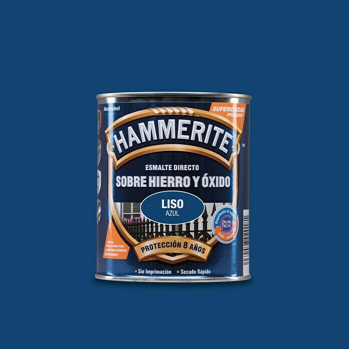 Hammerite Esmalte para metal Hierro y óxido  (Azul, 750 ml, Brillante)