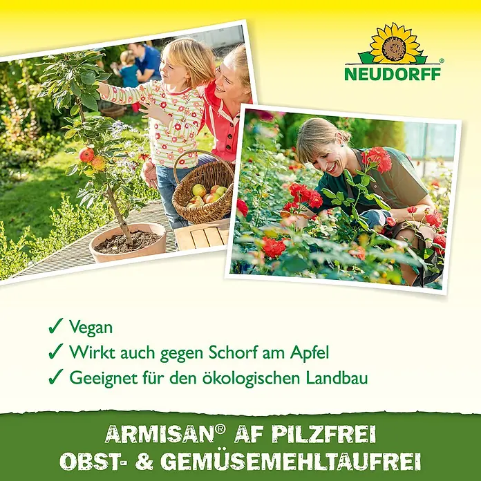 Neudorff Pilzfrei Armisan Obst- & Gemüse-MehltauFrei AF - 500 ml - Das Bild zeigt Neudorff ARMISAN® AF Pilzfrei, ein Produkt zur Bekämpfung von Pilzkrankheiten an Obst und Gemüse.