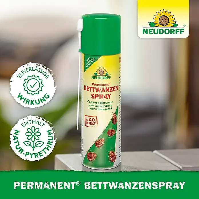 Neudorff Permanent Bettwanzenspray Bettwanzen Spray - Wirkstoff: Spinosad - Neudorff Permanent® Bettwanzenspray in Grün-Gelb, enthält Natur-Pyrethrum für zuverlässige & schnelle Bekämpfung.