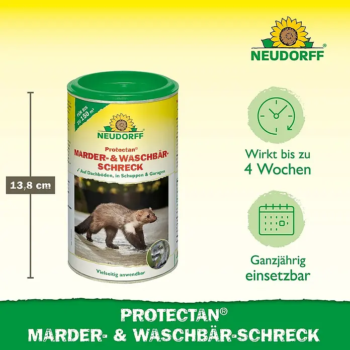 Neudorff Protectan Marder- & Waschbär-Schreck - 300 g - Produktbild von Neudorff Protectan Marder- & Waschbär-Schreck, ein Mittel zur Abwehr von Mardern und Waschbären. Wirkt bis zu 4 Wochen.