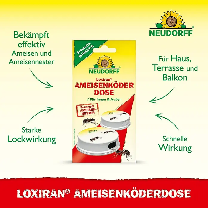 Neudorff Loxiran Ameisenköder - 2 Stk. - Neudorff Loxiran Ameisenköderdose zur effektiven Bekämpfung von Ameisen im Haus, auf der Terrasse und dem Balkon.