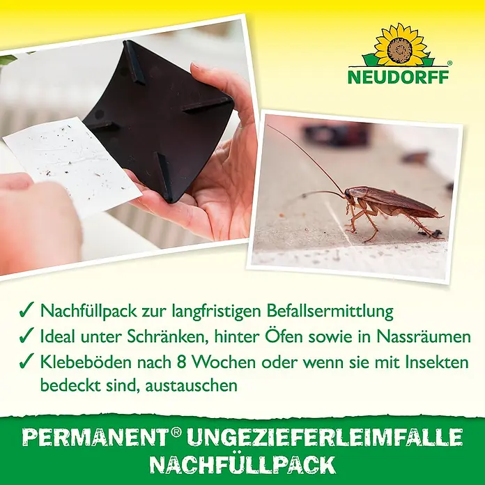 Neudorff Permanent Ungezieferköder - 4 Stk. - Produktbild von Neudorff Permanent Ungezieferleimfalle Nachfüllpack zur langfristigen Befallsermittlung.