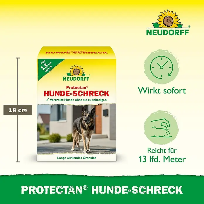 Neudorff Protectan Hunde-Schreck - Reichweite ca.: 13 m - Produktbild von Protectan Hunde-Schreck, einem Granulat zur Hundeabwehr, das sofort wirkt und für 13 lfd. Meter reicht.