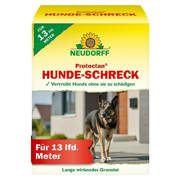Neudorff Protectan Hunde-Schreck - Reichweite ca.: 13 m - Produktbild von "Neudorff Protectan Hunde-Schreck" - ein Granulat, das Hunde vertreibt, ohne ihnen zu schaden.