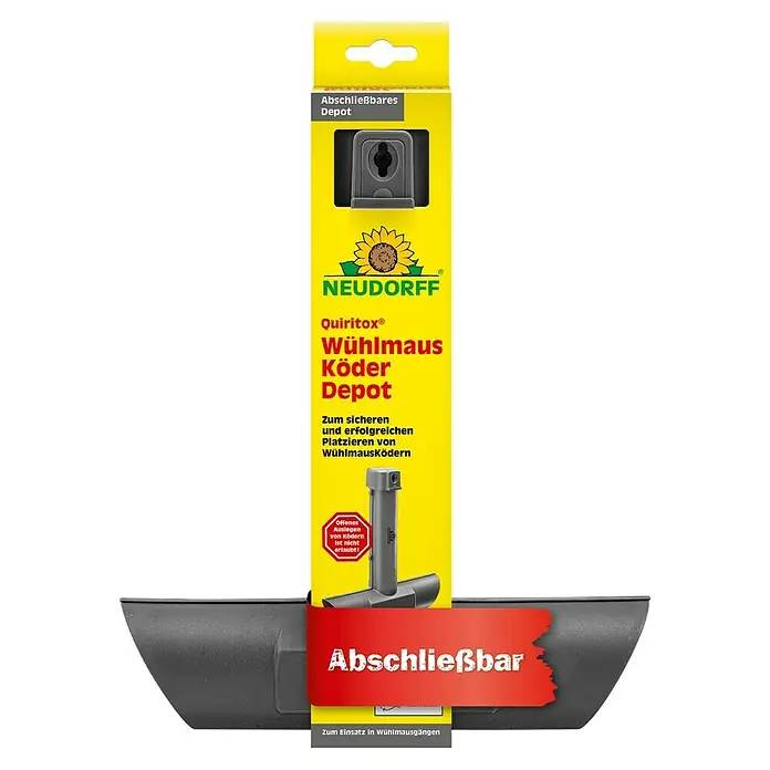 Neudorff Quiritox Wühlmausköder Depot - 67 x 248 x 275 mm - Das Neudorff Quiritox Wühlmaus Köder Depot, eine sichere und abschließbare Lösung für die Platzierung von Wühlmausködern in Gängen.