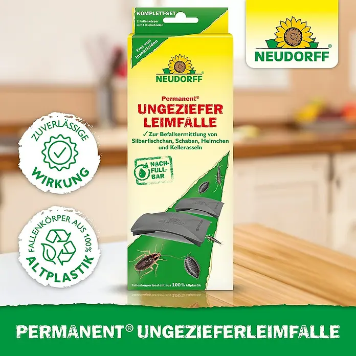 Neudorff Permanent Ungeziefer-Köderbox - 2 Stk. - Neudorff Permanent Ungeziefer Leimfalle: Zuverlässige Klebefalle zur Schädlingsbekämpfung, hergestellt aus 100% Altplastik.