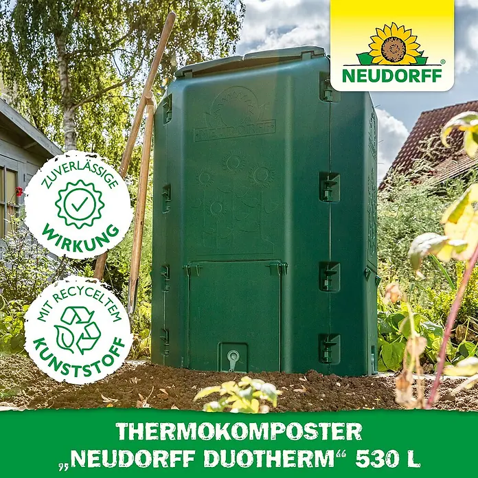 Neudorff Komposter DuoTherm 530 L - 530 l, 82 x 82 x 115 cm - Thermokomposter "Neudorff Duotherm" 530 L, ideal zur Kompostierung von Garten- und Küchenabfällen. Robuste Bauweise für den Außenbereich.