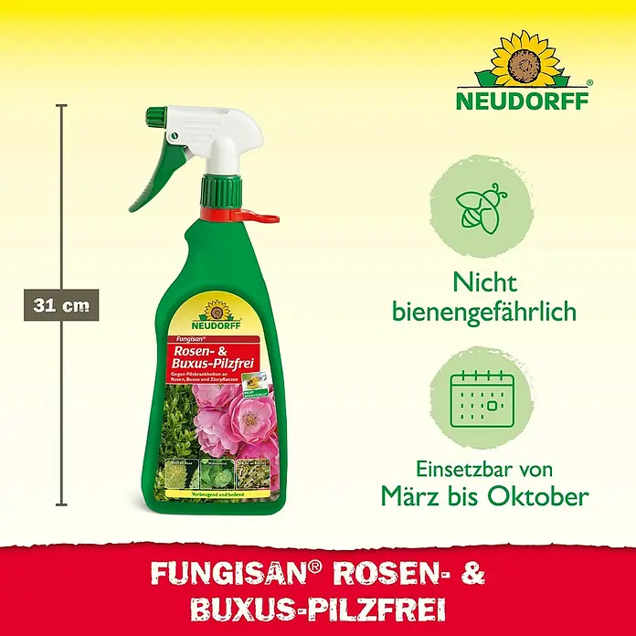 Neudorff Fungisan Rosen- & Zierpflanzen-Pilzfrei - 1 l - Fungisan Rosen- & Buxus-Pilzfrei: Pflanzenschutzmittel gegen Pilzkrankheiten an Rosen, Buxus und Zierpflanzen. Nicht bienengefährlich.