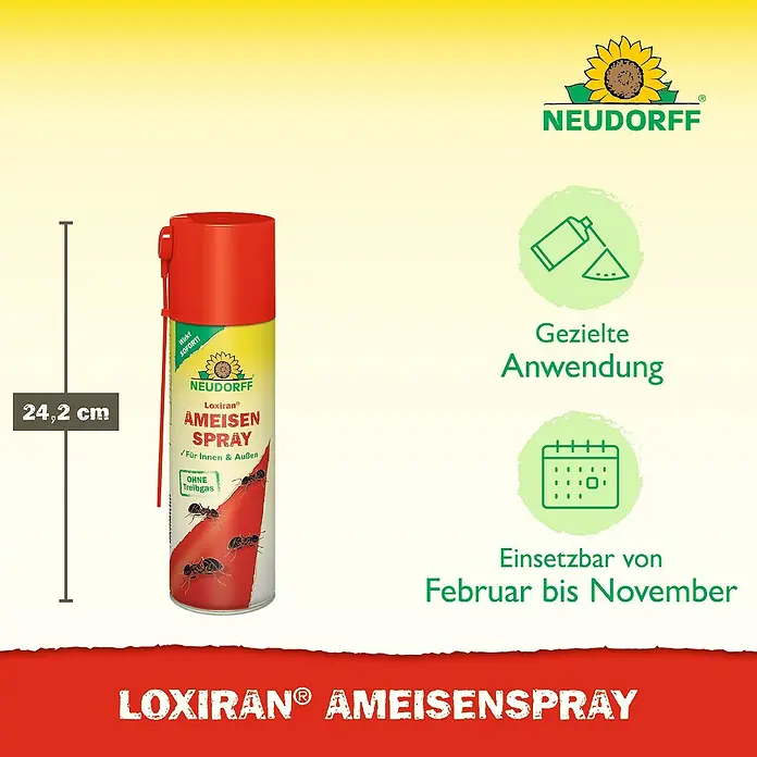 Neudorff Loxiran Ameisenspray - 400 ml - Bild eines Neudorff Loxiran Ameisensprays, einem Insektizid zur Bekämpfung von Ameisen im Innen- und Außenbereich.