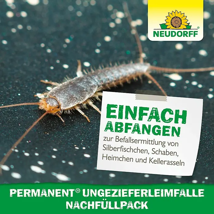 Neudorff Permanent Ungezieferköder - 4 Stk. - Das Neudorff Permanent Ungezieferleimfalle Nachfüllpack fängt Silberfischchen, Schaben und Kellerasseln einfach ab.
