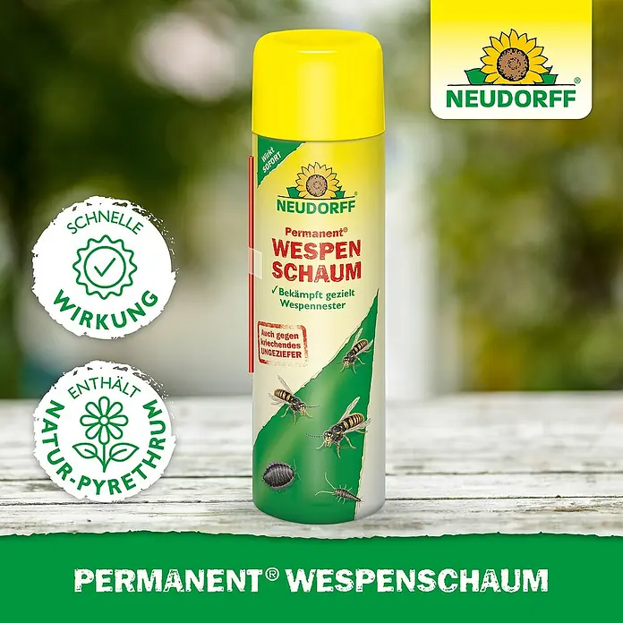 Neudorff Permanent Wespenschaum - 500 ml - Neudorff Permanent Wespenschaum zur gezielten Wespenbekämpfung. Das Produkt wirkt schnell und enthält Natur-Pyrethrum.
