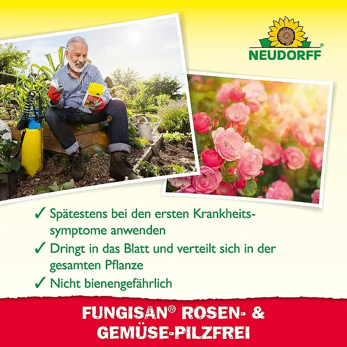 Neudorff Fungisan Rosen- & Gemüse-Pilzfrei - 16 ml - Fungisan Rosen- & Gemüse-Pilzfrei: Anwendbar bei ersten Krankheitssymptomen, dringt ins Blatt ein und ist nicht bienengefährlich.