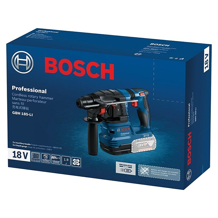 Bosch Professional Akumulatorska udarna bušilica GBH 185-LI Solo  (18 V, Bez akumulatora, 1,9 J) | BAUHAUS