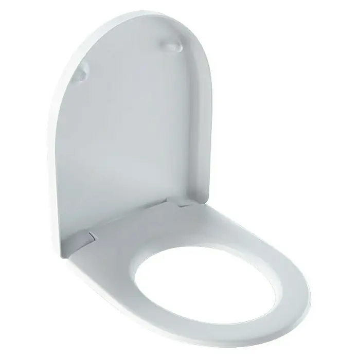 Geberit Renova Plan WC-Sitz Typ 2 - Duroplast, Weiß, Ohne Absenkautomatik - Weißer Toilettensitz mit Deckel in geöffneter Position, sauberes und modernes Design. Ideal für jedes Badezimmer.