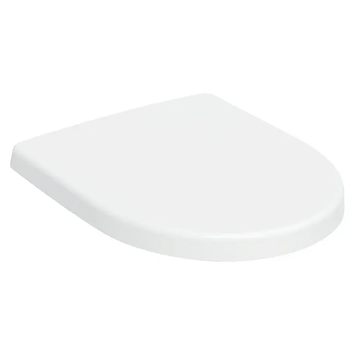 Geberit iCon WC-Sitz Typ 2 - Duroplast, Weiß, Ohne Absenkautomatik - Nahaufnahme eines weißen, modernen WC-Sitzes, der durch sein schlichtes Design und die abgerundeten Kanten besticht.