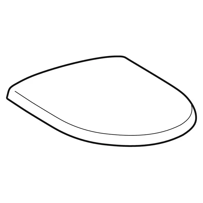 Geberit Renova WC-Sitz Typ 1 - Duroplast, Weiß, Ohne Absenkautomatik - D-förmiger Toilettendeckel, aus schräger Perspektive gezeigt.