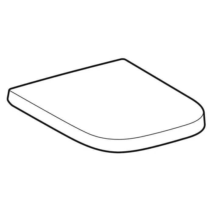 Geberit Renova Plan WC-Sitz - Duroplast, Weiß, Ohne Absenkautomatik, Edelstahl - Draufsicht eines Toilettensitzes mit abgerundeter Vorderseite, ideal für jedes Badezimmer.