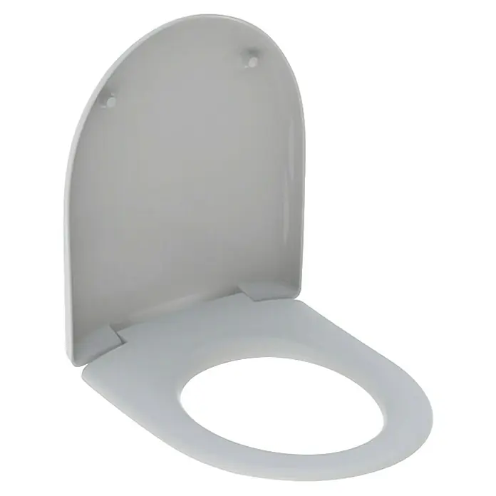 Geberit Renova WC-Sitz Typ 3 - Duroplast, Manhattan, Mit Absenkautomatik - Auf dem Bild ist ein grauer Toilettensitz zu sehen. Es ist ein Standardmodell für Badezimmer.