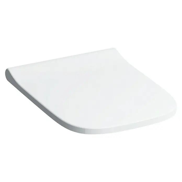 Geberit Smyle WC-Sitz Slim Wrap Over - Duroplast, Weiß, Mit Absenkautomatik - Nahaufnahme einer weißen Toilettenbrille. Das schlichte und elegante Design passt in jedes Badezimmer. Sie ist robust und leicht zu reinigen.