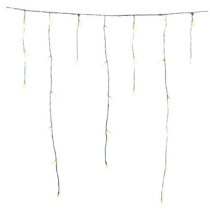 Tween Light LED-Lichtervorhang Eisregen - Außen, 290 cm, Warmweiß, 120 Stk., Netzbetrieben - Lichterkette mit hängenden Strängen, die warmweißes Licht ausstrahlen, ideal für festliche Dekorationen und eine gemütliche Atmosphäre.