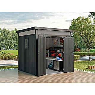 Gardol Gerätehaus Cubus (Außenmaß inkl. Dachüberstand (B x T): 230 x 230 cm, Metall, Schwarz)