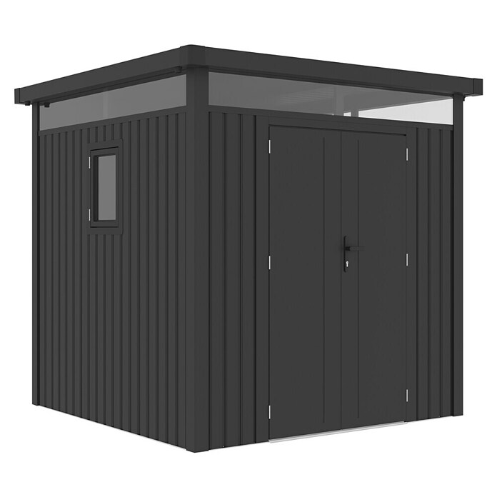 Gardol Gerätehaus Cubus (Außenmaß inkl. Dachüberstand (B x T): 230 x 230 cm, Metall, Schwarz) | BAUHAUS