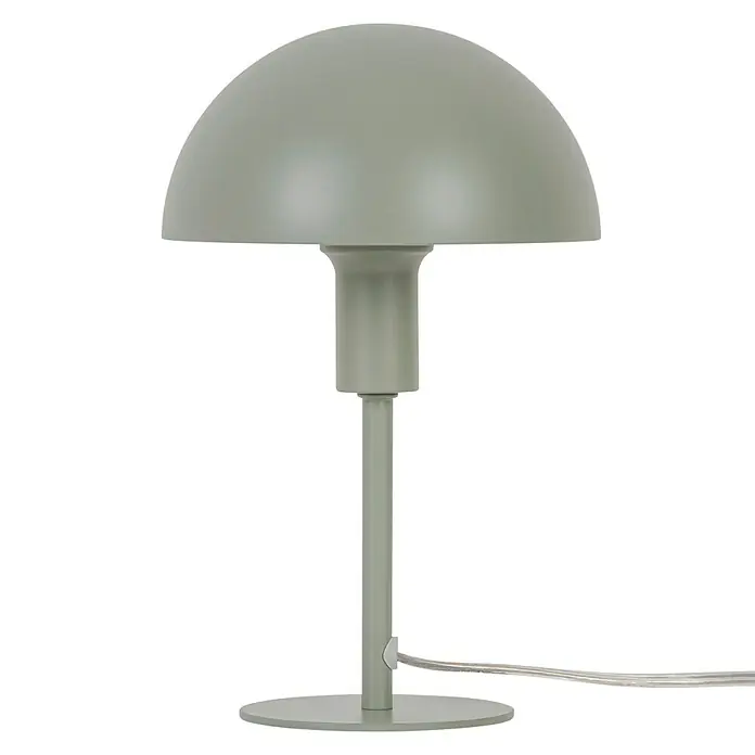 Nordlux Lámpara de sobremesa Ellen mini - 40 W, L x An x Al: 16 x 16 x 25 cm, Verde, E14 - Lámpara de mesa verde salvia con forma de seta, pantalla abovedada y tallo delgado.