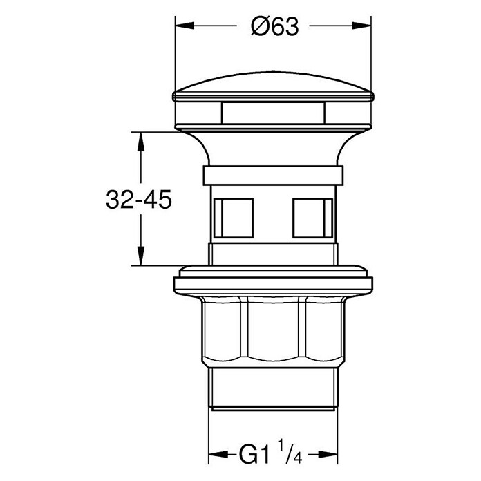 Grohe Ablaufgarnitur (1¼″, Chrom, Mit Druckknopf)