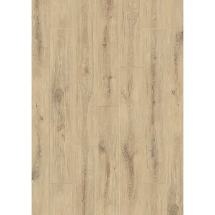 Krono Original Laminat Organic Clever Silent - Organic Oak, Landhausdiele, 1.288 x 195 x 7 mm - Heller Holzparkettboden mit natürlicher Maserung und Ästen.
