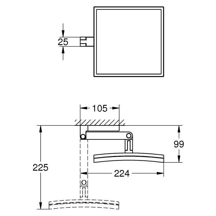 Grohe Selection Cube Kosmetikspiegel (Vergrößerung: 3-fach, B x H: 22,3 x 22,3 cm, Chrom) | BAUHAUS
