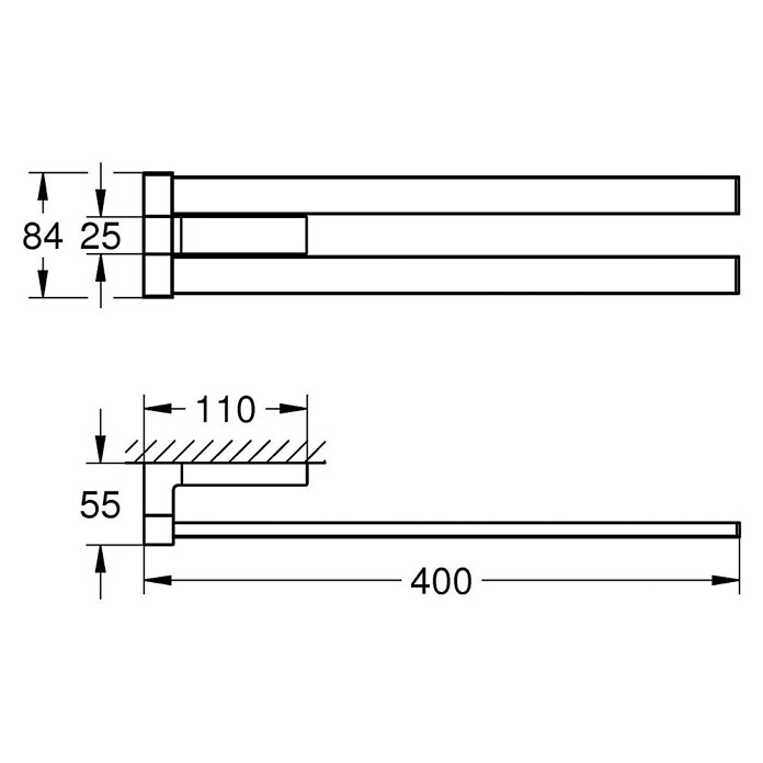 Grohe Selection Cube Handtuchhalter (2-armig, Chrom, Glänzend) | BAUHAUS