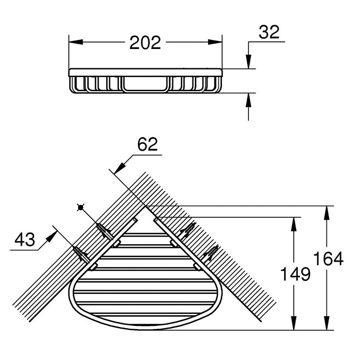Grohe Bau Cosmopolitan Eckduschkorb (14,9 x 20,2 x 3,2 cm, Chrom, Verchromt) | BAUHAUS