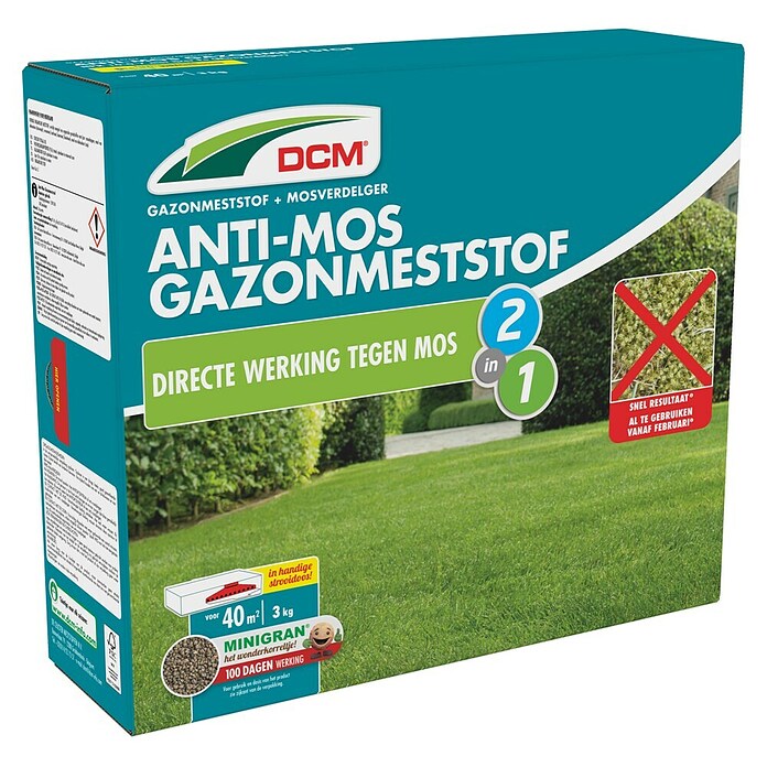 DCM Gazonmest met mosbestrijder (3 kg, Max toepassingsvlak: 40 m²) | BAUHAUS