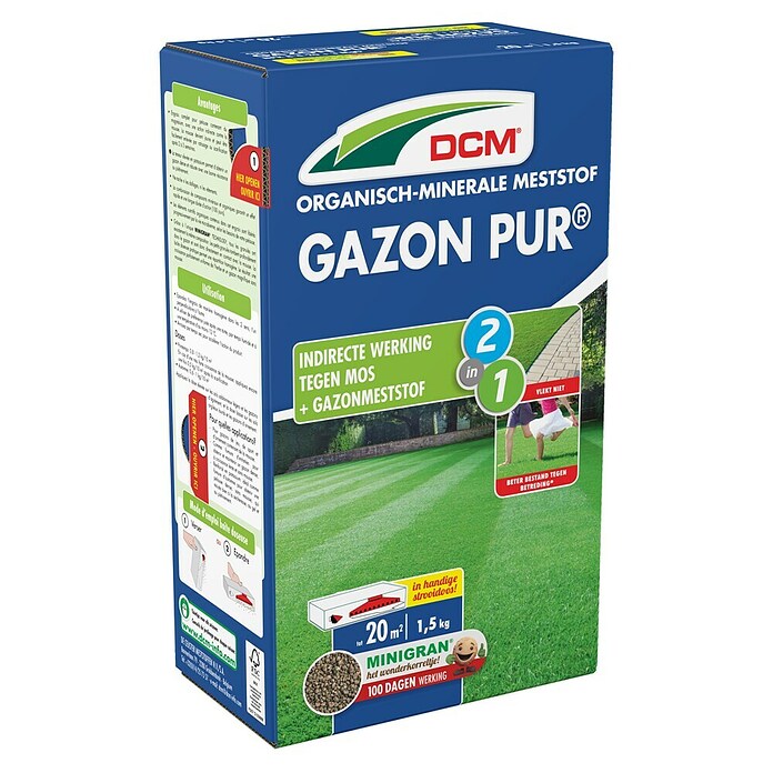 DCM Gazonmest met mosbestrijder Gazon Pur (1,5 kg, Max toepassingsvlak: 20 m²) | BAUHAUS