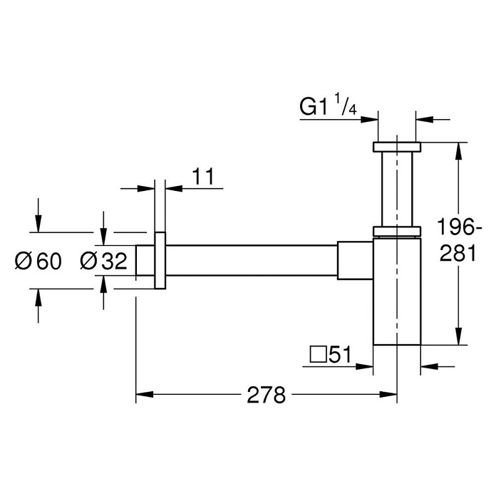 Grohe Waschtisch-Siphon (1¼″, Durchmesser: 32 mm, Verchromt)