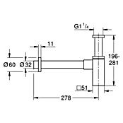 Grohe Waschtisch-Siphon (1¼″, Durchmesser: 32 mm, Verchromt)
