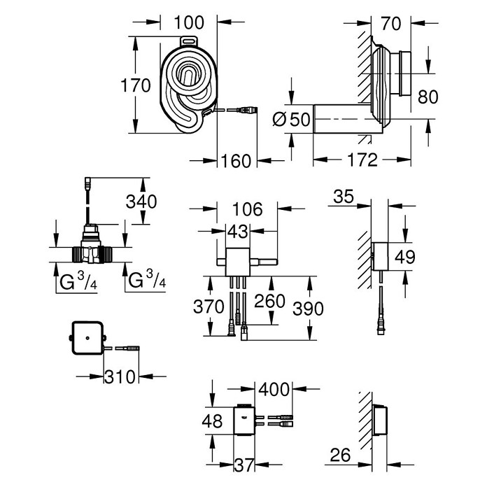 Grohe Temperatursensor (Mit Bluetoothmodul, Passend für: Grohe Rapid SL Urinal-Vorwandelement)