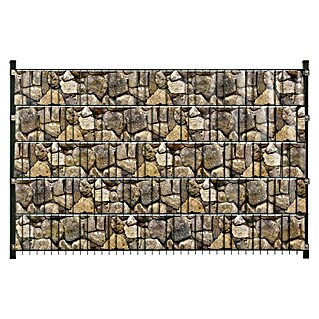 Floraworld Sichtschutzstreifen (L x H: 20,5 m x 19 cm, Bruchsteinoptik)