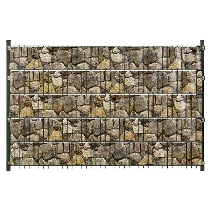 Floraworld Sichtschutzstreifen - L x H: 20,5 m x 19 cm, Bruchsteinoptik - Gabionenzaun mit Steinfüllung. Robuster Steinkorbzaun für den Garten- und Landschaftsbau, ideal als Sicht- und Lärmschutz.