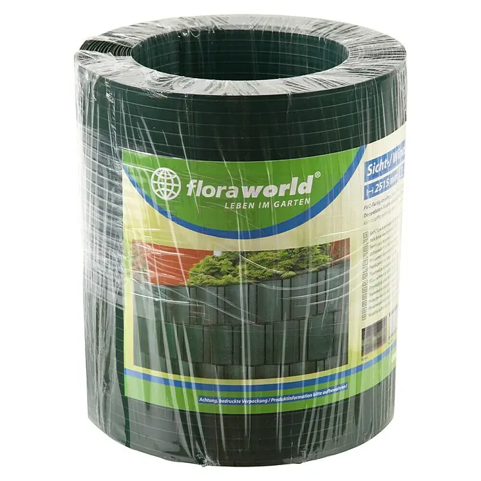 Floraworld Sichtschutzstreifen - L x H: 251,5 x 19 cm, Dunkelgrün - Eine Rolle Flora World Sichtschutzmatte, ideal um Privatsphäre im Garten zu schaffen. Aus PVC, bietet Wind- und Sichtschutz.