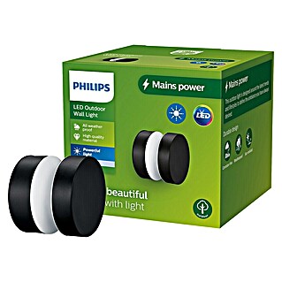 Philips Aplique exterior LED Lavanda (6 W, 10 x 10 x 8,7 cm, Negro, Negro, IP44, Horizontal)