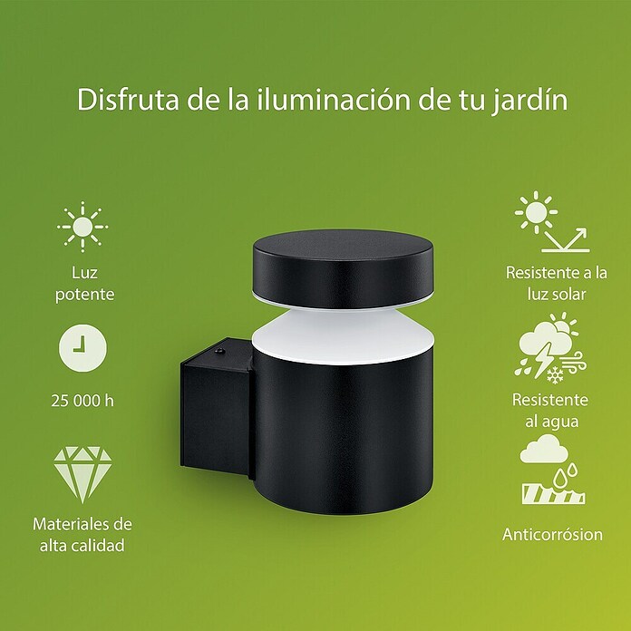 Philips Aplique exterior LED Lavanda (6 W, Negro, IP44, Vertical) | BAUHAUS