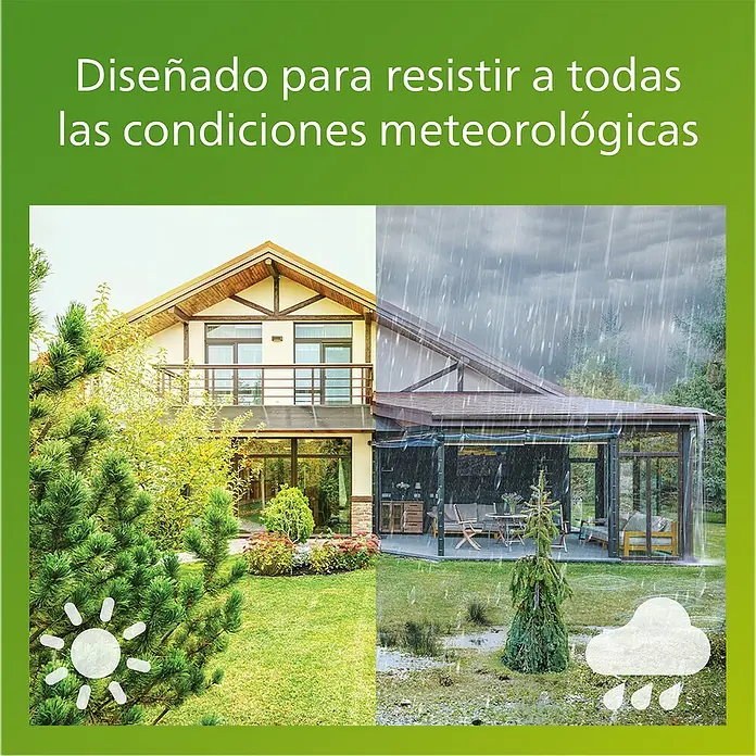 Philips Aplique exterior Kinno - 25 W, L x An x Al: 17 x 21 x 30 cm, Descendente - La imagen muestra un producto resistente a la intemperie, diseñado para resistir condiciones meteorológicas extremas.
