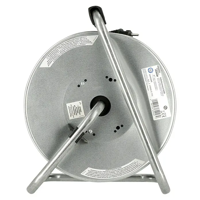 Profi Depot Kabeltrommel - Verzinktes Stahlblech, 40 m, N05V3V3-F, IP44 - Nahaufnahme einer Kabeltrommel S290 mit Schutzart IP44, ideal für den Einsatz im Freien und in Werkstätten.