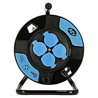 REV Leer-Kabeltrommel REV-575A (Schwarz/Blau, Kunststoff, IP44)