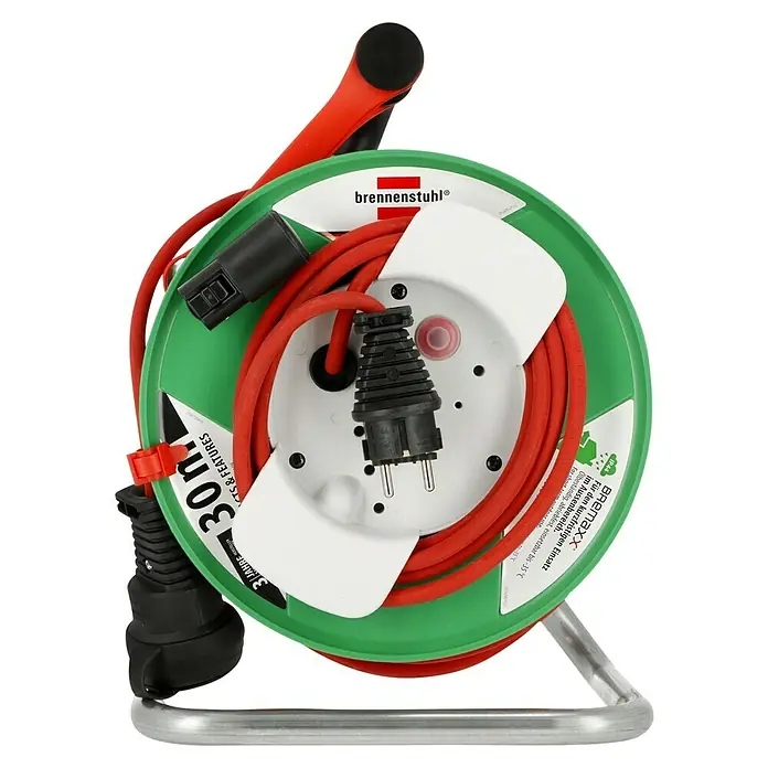 Brennenstuhl Kabeltrommel AT-N05V3V3-F - Spezialkunststoff, 30 m, N05V3V3-F, IP44 - Die Brennenstuhl BREMAXX Kabeltrommel mit 30m rotem Kabel, ideal für kurzfristige Einsätze im Außenbereich.