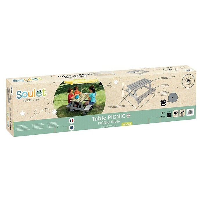 Soulet Kinder-Picknicktisch (L x B x H: 915 x 900 x 500 mm, Holz, Taupe) | BAUHAUS